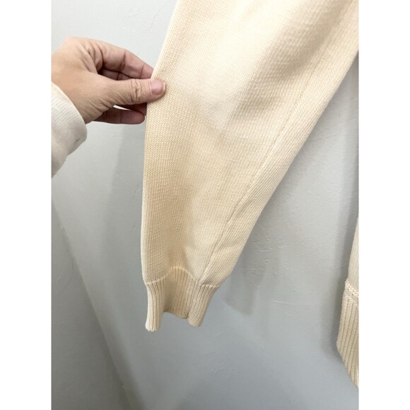 Lauren Ralph Lauren Women’s Size XL Cream Cotton Shawl Collar V-Neck Sweater - Picture 6 of 9